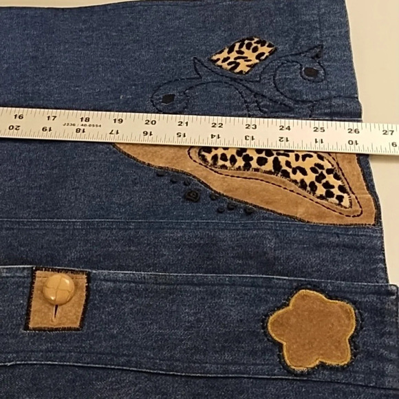 Great Cavalier M Denim Jean Jacket Genuine Suede Leopard Fur Embroidery Washable - Picture 7 of 15